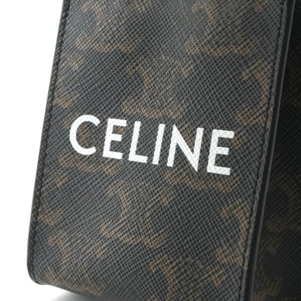 Celine Charm Brown Gold Triomphe Canvas Logo Micro Vertical Cabas - Picture 4 of 8